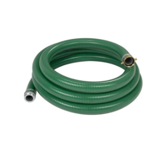 Green PVC 1" Suction Hose Assembly with M/F Pipe Fittings - 50 Ft (NPSH)
