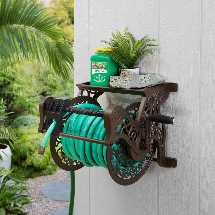 Wall Mounted Hose Reel with Guide - 5/8 x 125 ft Capacity