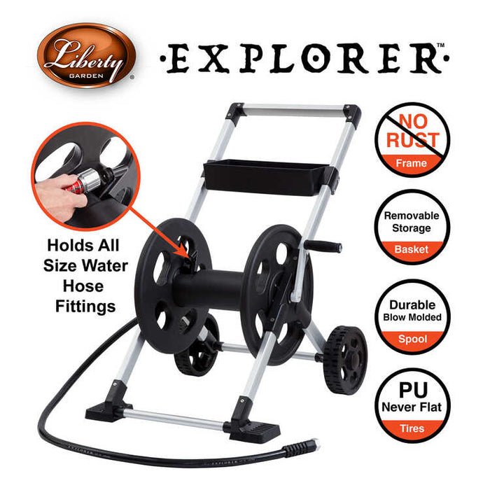 2 Wheel Garden Hose Reel Cart - 5/8 x 250 ft Capacity