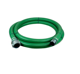 Green PVC 6" Suction Hose Assembly with Male Pipe & Female Camlock Fittings - 20 Ft